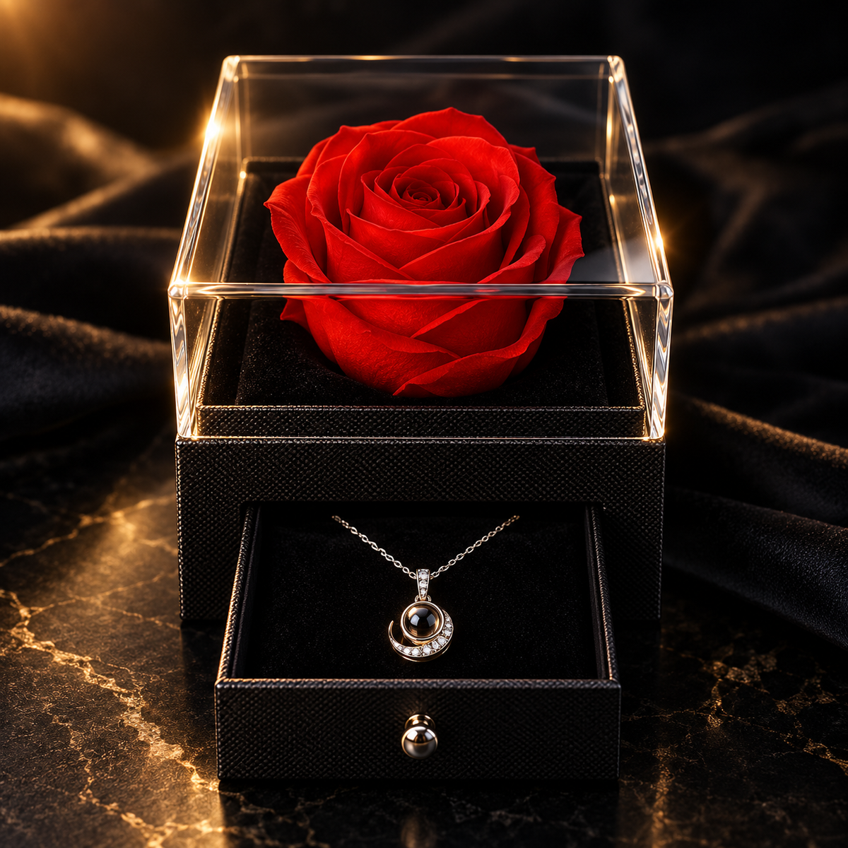 The Eternal Rose & 100 Languages Projection Necklace