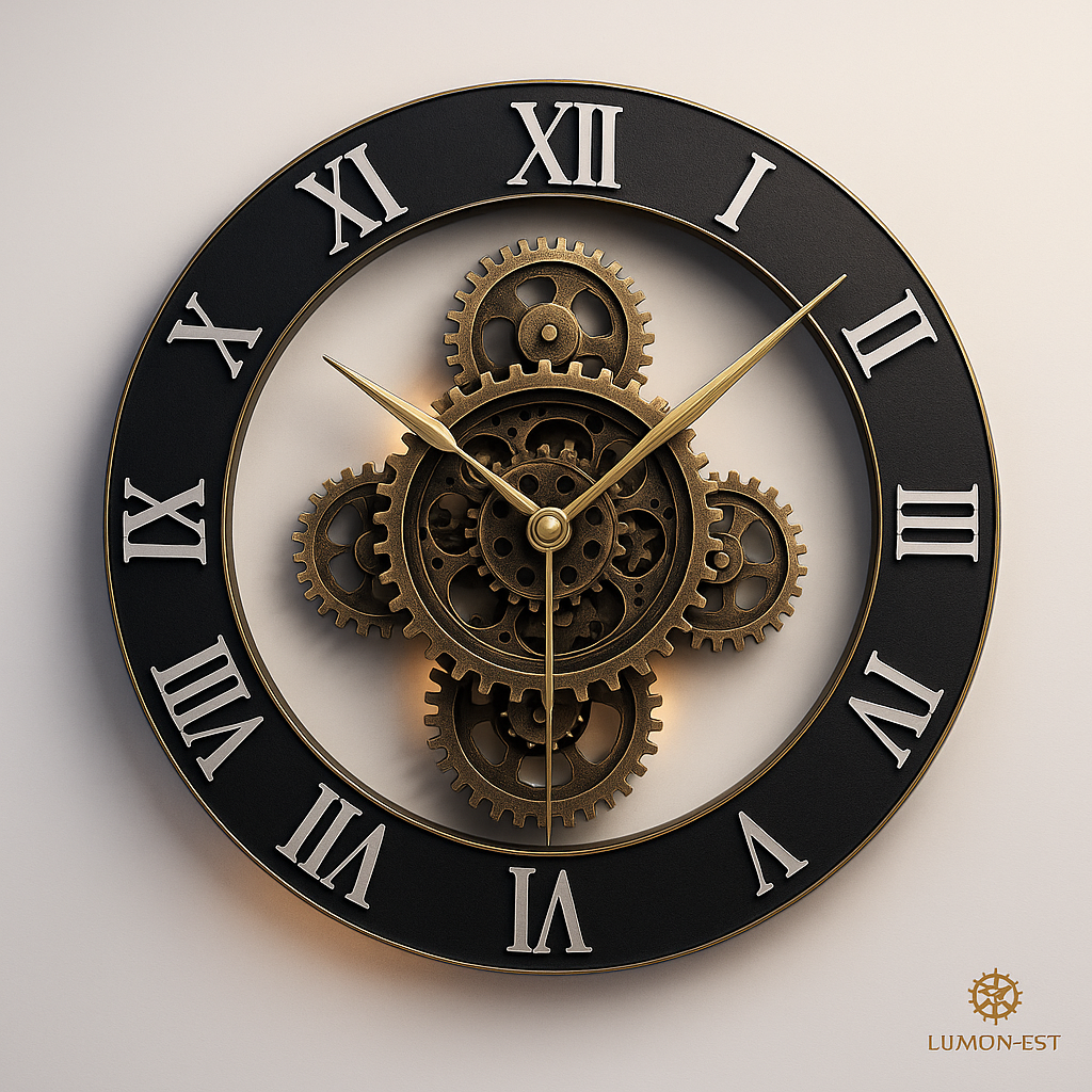 Handcrafted Mechanical Gear Wall Clock – Vintage Steampunk 45 cm Luxury Design