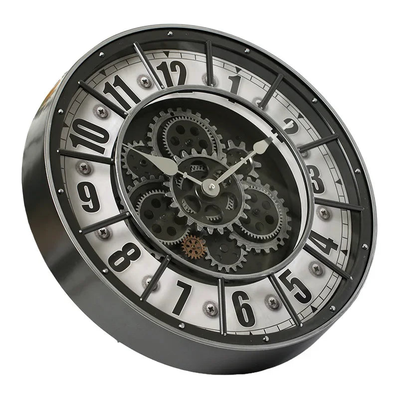 Handcrafted Mechanical Gear Wall Clock – Vintage Steampunk 45 cm Luxury Design