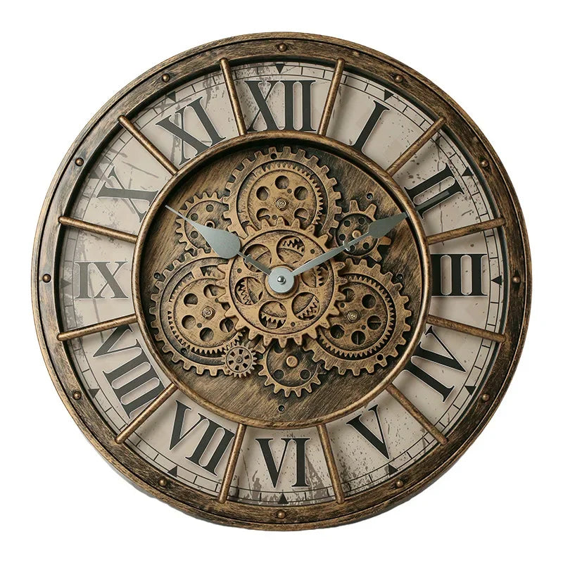 Handcrafted Mechanical Gear Wall Clock – Vintage Steampunk 45 cm Luxury Design