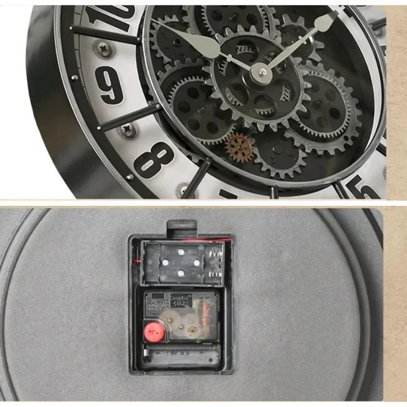 Handcrafted Mechanical Gear Wall Clock – Vintage Steampunk 45 cm Luxury Design