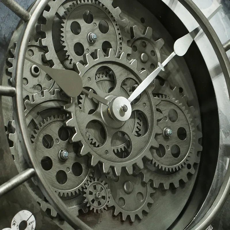 Handcrafted Mechanical Gear Wall Clock – Vintage Steampunk 45 cm Luxury Design