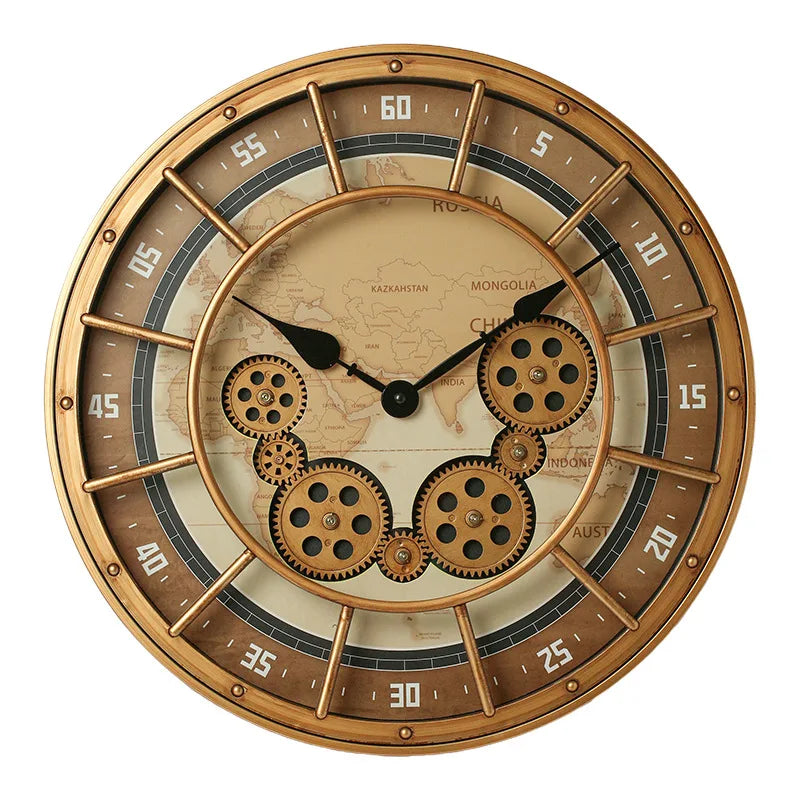 Handcrafted Mechanical Gear Wall Clock – Vintage Steampunk 45 cm Luxury Design