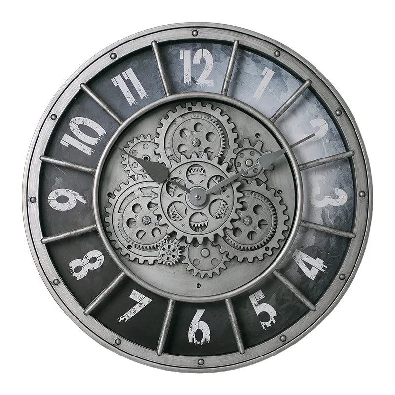 Handcrafted Mechanical Gear Wall Clock – Vintage Steampunk 45 cm Luxury Design