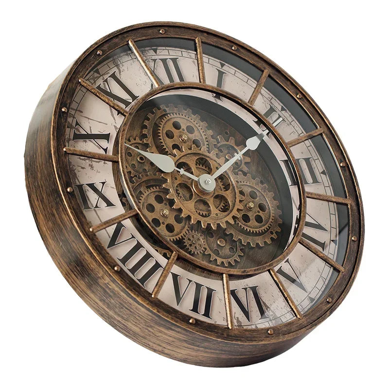 Handcrafted Mechanical Gear Wall Clock – Vintage Steampunk 45 cm Luxury Design