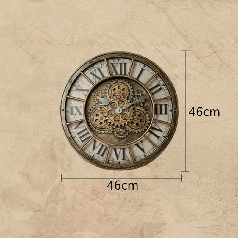 Handcrafted Mechanical Gear Wall Clock – Vintage Steampunk 45 cm Luxury Design