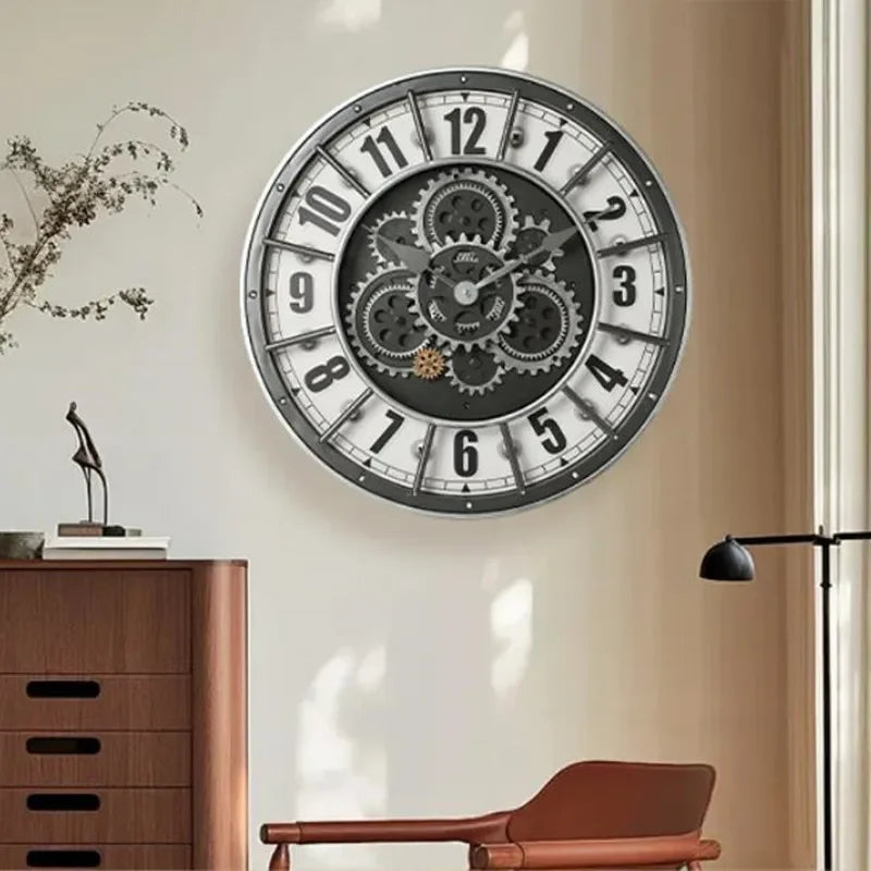 Handcrafted Mechanical Gear Wall Clock – Vintage Steampunk 45 cm Luxury Design