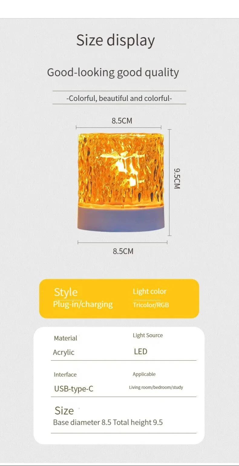 Aurora Ripple Crystal Lamp™ – 16-Color Water Wave Projector