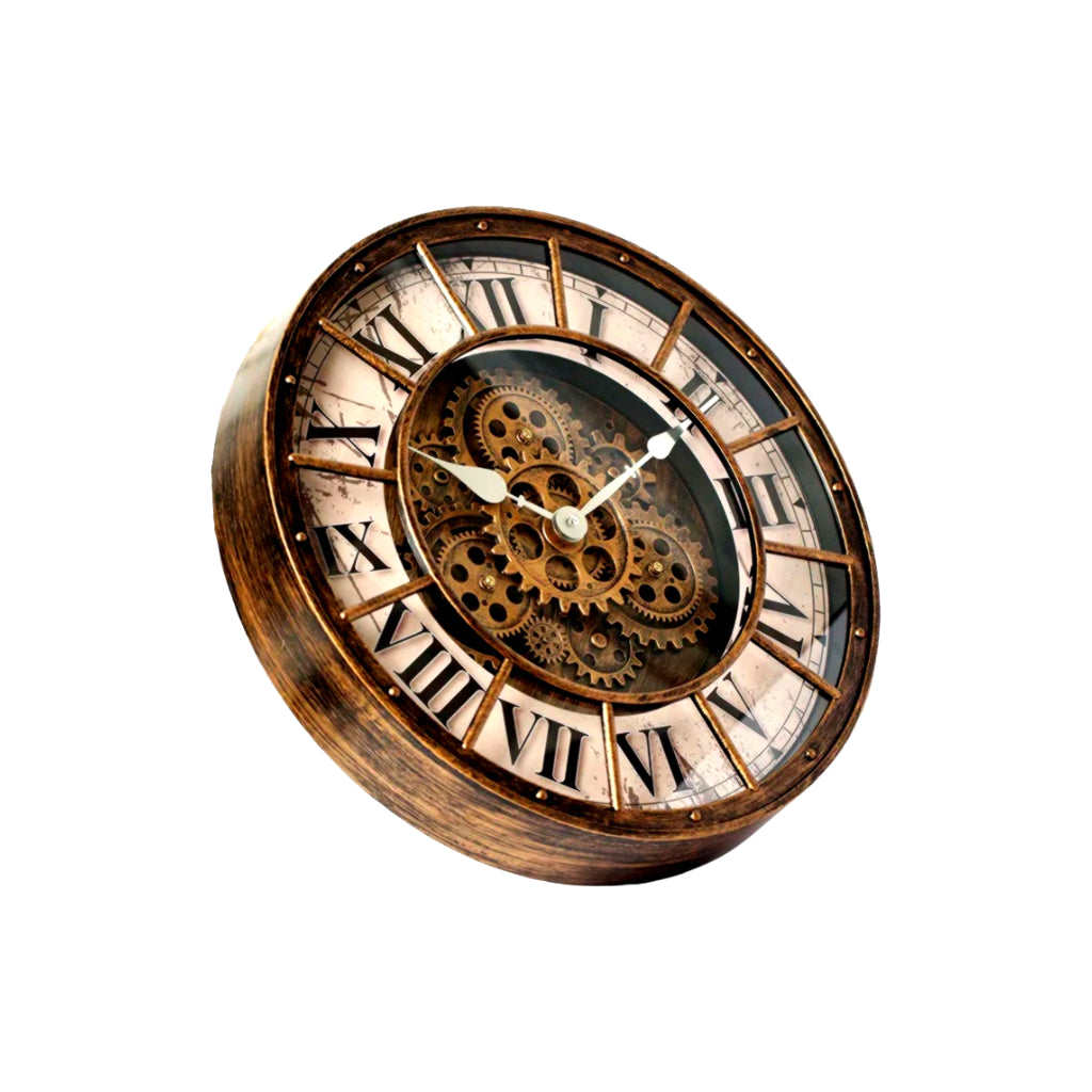 Handcrafted Mechanical Gear Wall Clock – Vintage Steampunk 45 cm Luxury Design