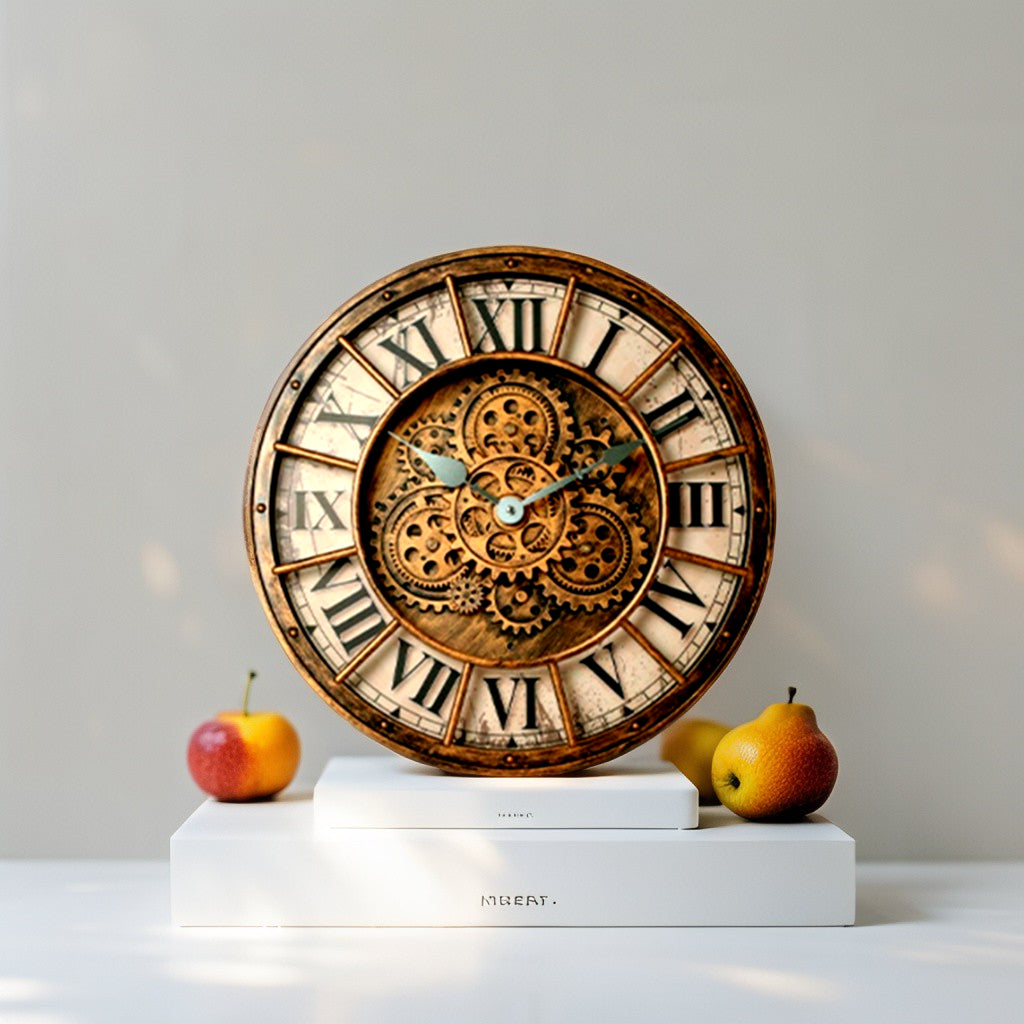 Handcrafted Mechanical Gear Wall Clock – Vintage Steampunk 45 cm Luxury Design