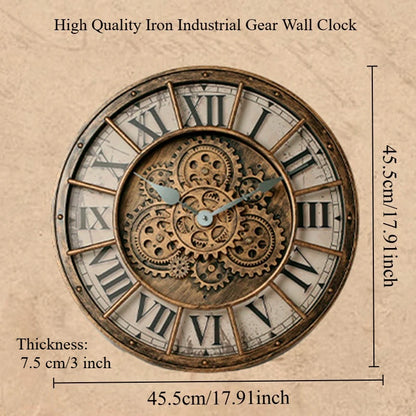 Handcrafted Mechanical Gear Wall Clock – Vintage Steampunk 45 cm Luxury Design
