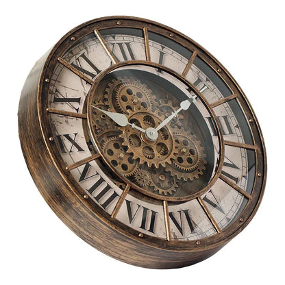 Handcrafted Mechanical Gear Wall Clock – Vintage Steampunk 45 cm Luxury Design
