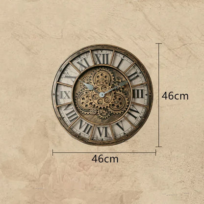 Handcrafted Mechanical Gear Wall Clock – Vintage Steampunk 45 cm Luxury Design