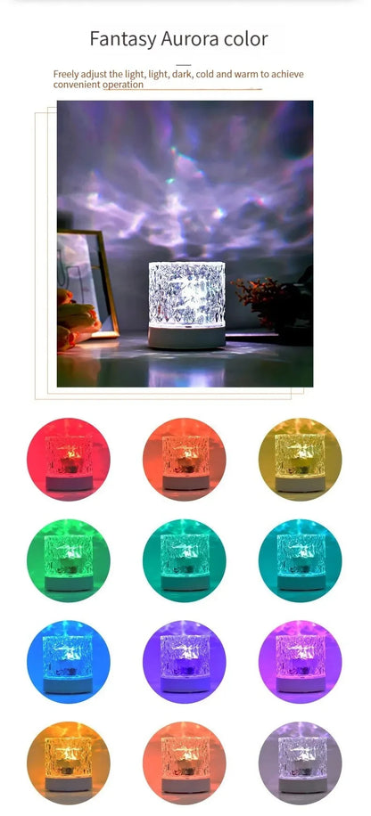 Aurora Ripple Crystal Lamp™ – 16-Color Water Wave Projector