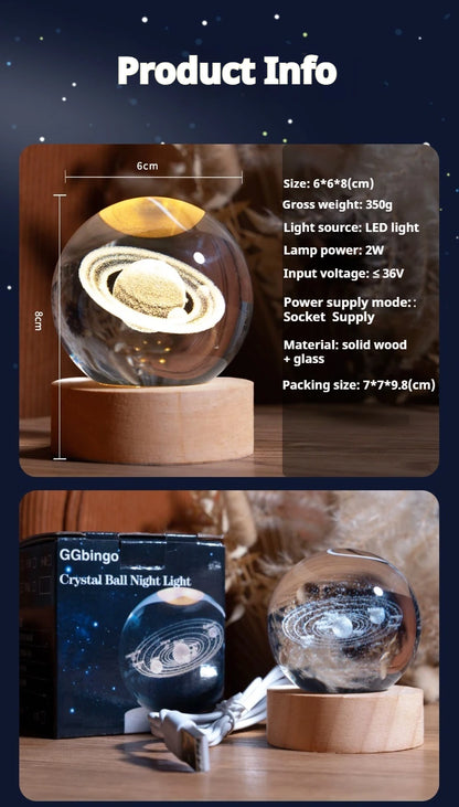 The Galaxy Crystal Orb™ - 3D Laser Engraved Night Light