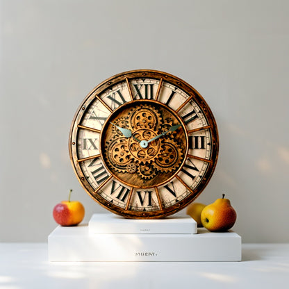Handcrafted Mechanical Gear Wall Clock – Vintage Steampunk 45 cm Luxury Design